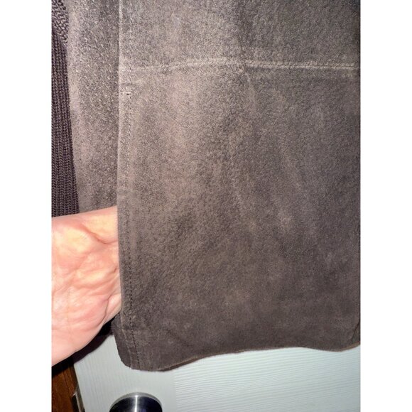 Fabio Vintage 90's Brown Suede Leather Full Zip Jacket With Ribbed Sleeves Sz L - Picture 8 of 14